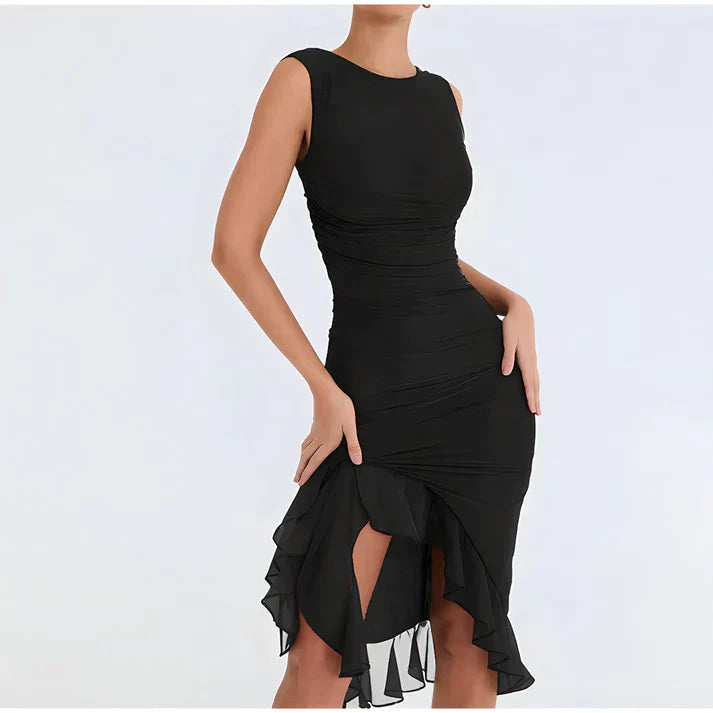 Elegant bodycon-kjole med volanger
