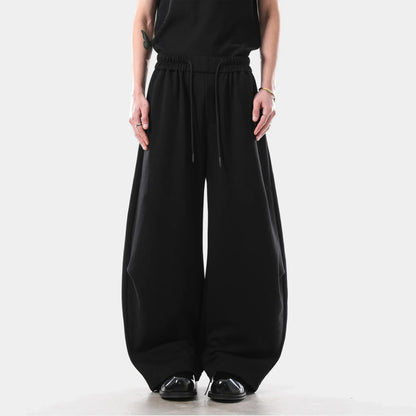 Grå Baggy Joggebukser – Vide Unisex Bukser med Lang Snøring | Urban Streetwear med Buet “Lantern”-Design