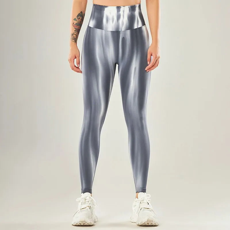 Leggings med høy midje og sømløst bølgemønster