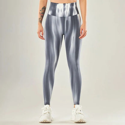Leggings med høy midje og sømløst bølgemønster