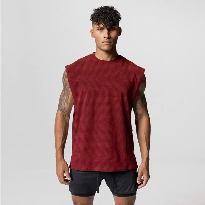Sommer Singlet med Åpen Side – Mesh Treningstopp uten Ermer for Herre