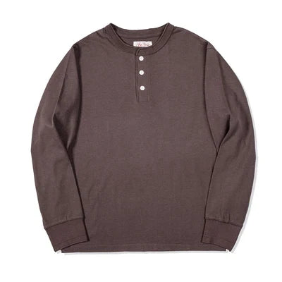 Klassisk Henley Langermet T-skjorte for Menn – 100 % Bomull | Komfortabel Høstgenser Perfekt til Lag-på-Lag