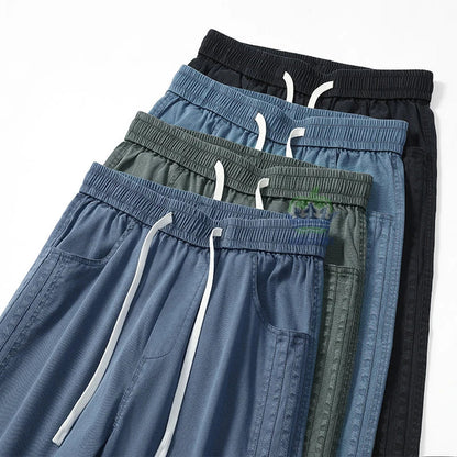 Sommerbukser for Herre i Lyocell – Løse, Vide Joggebukser med Elastisk Midje (opp til 5XL)