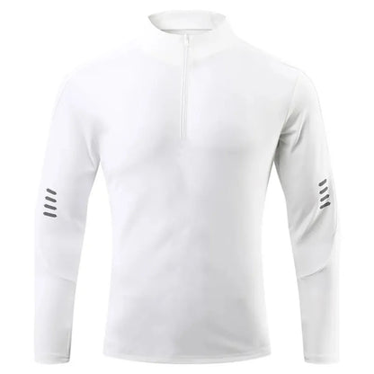 Herre Sport T-skjorte med Lange Ermer – Pustende &amp; Quick Dry – Hvit