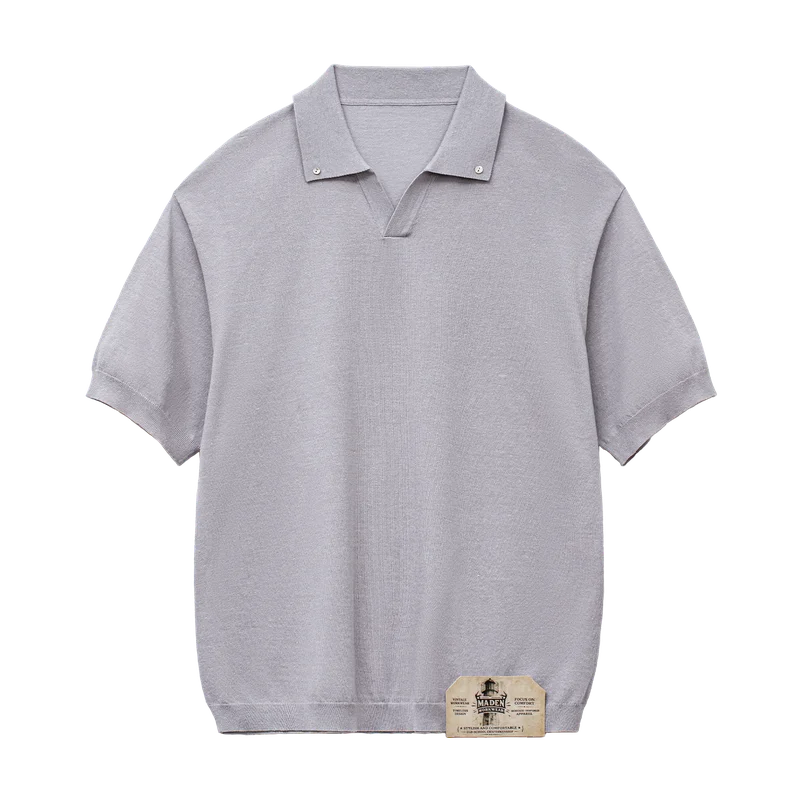Vintage Polo til Herre – Løs Kortermet Sommertopp med Seagull Collar