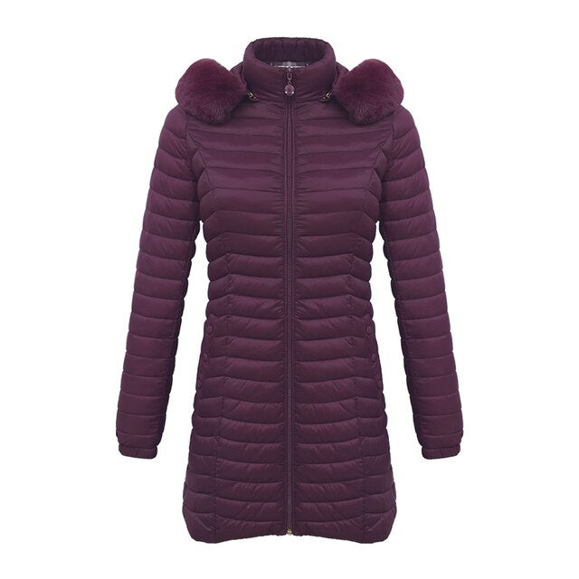 Lang parkas med pelshette Casual lette kåper