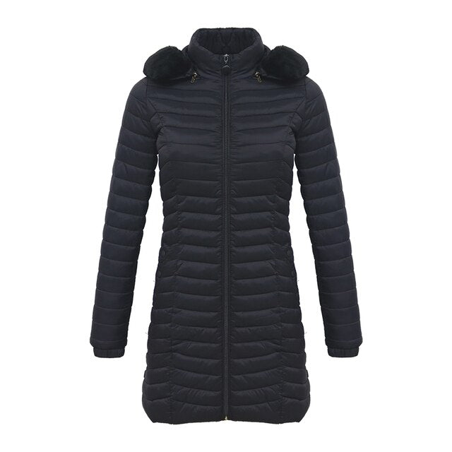 Lang parkas med pelshette Casual lette kåper