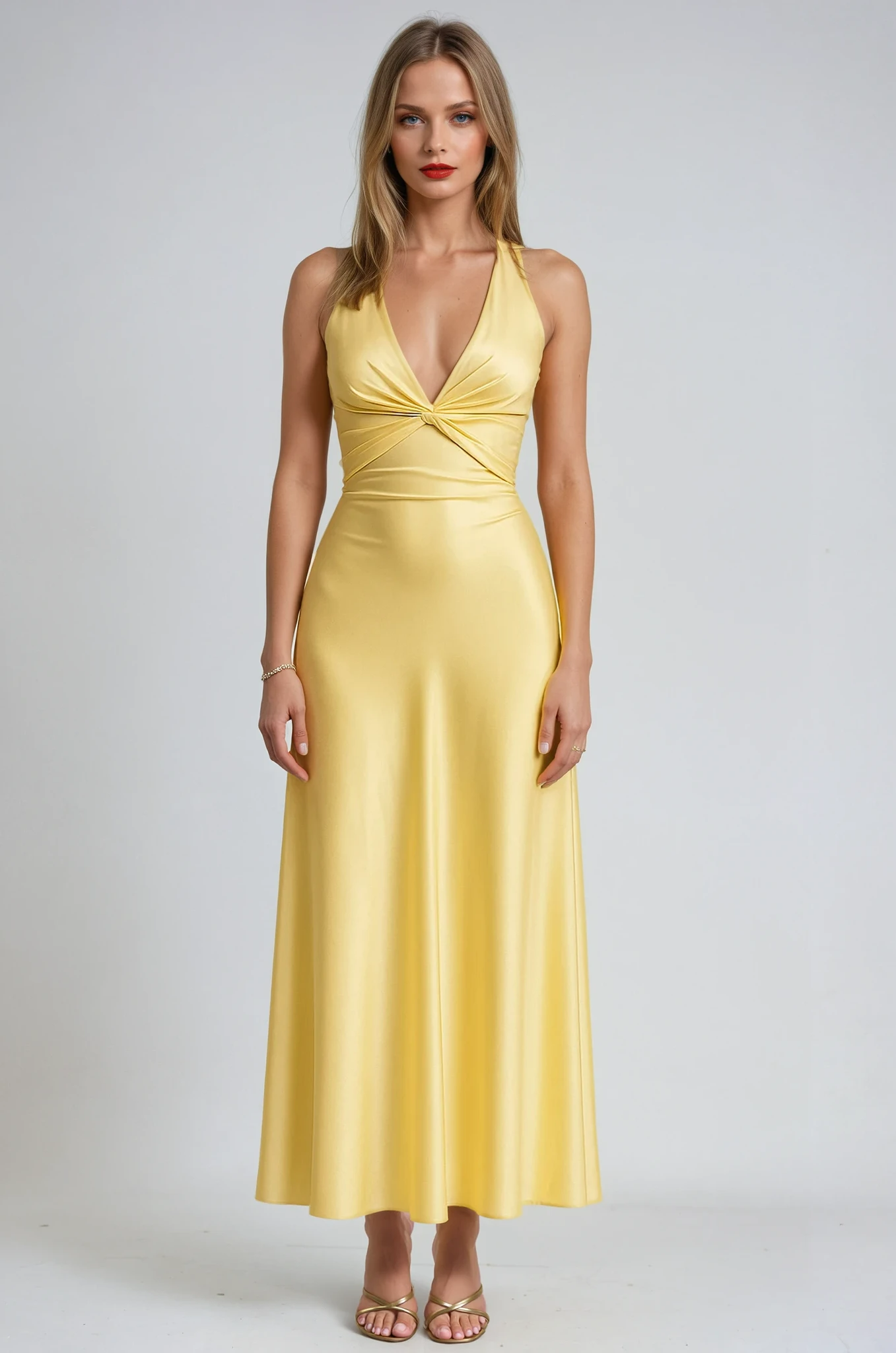 Satin Halter Prom Maxi Kjole