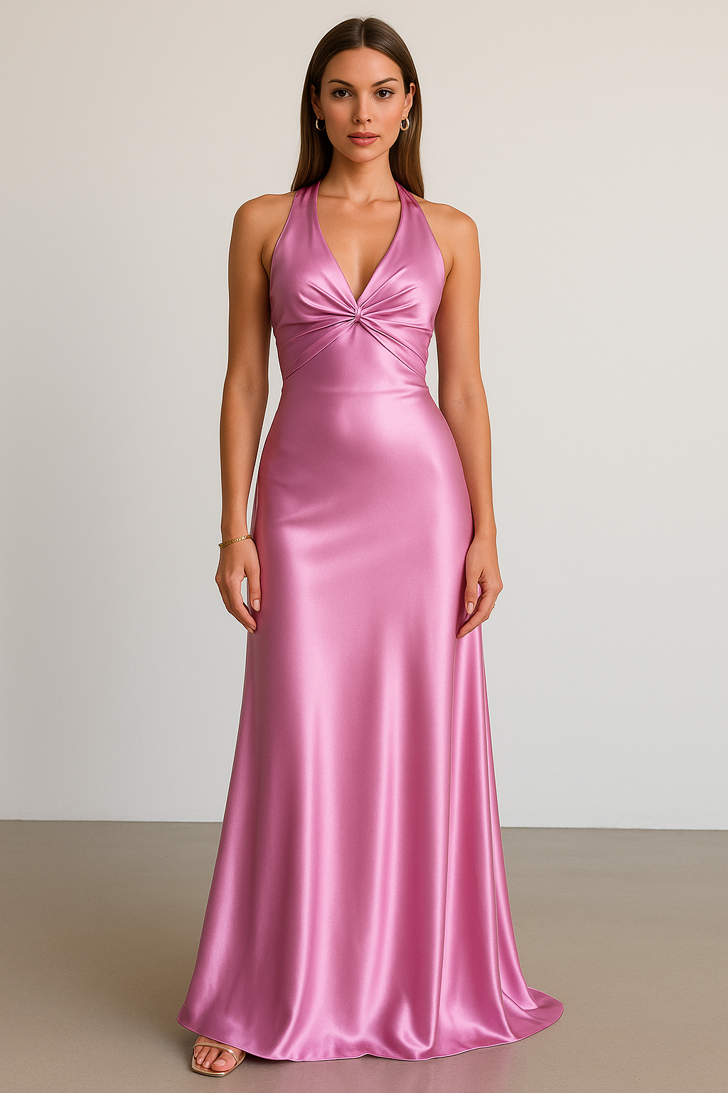 Satin Halter Prom Maxi Kjole