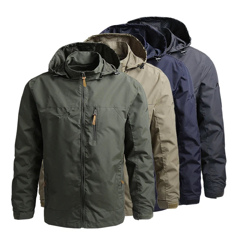 Vanntett Vindjakke for Menn – Taktisk Outdoor Jakke med Hette | Lett, Pustende &amp; Slitesterk Friluftsjakke (S–5XL)