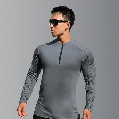 Herre Sport T-skjorte med Lange Ermer – Pustende &amp; Quick Dry