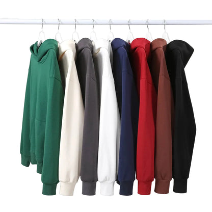 Unisex Hoodie i Heavy Weight Bomull – 480gsm med Polarfleece | Tykk &amp; Varm Hettegenser – Svart