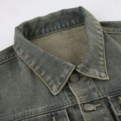 Kort denimjakke med store lommer