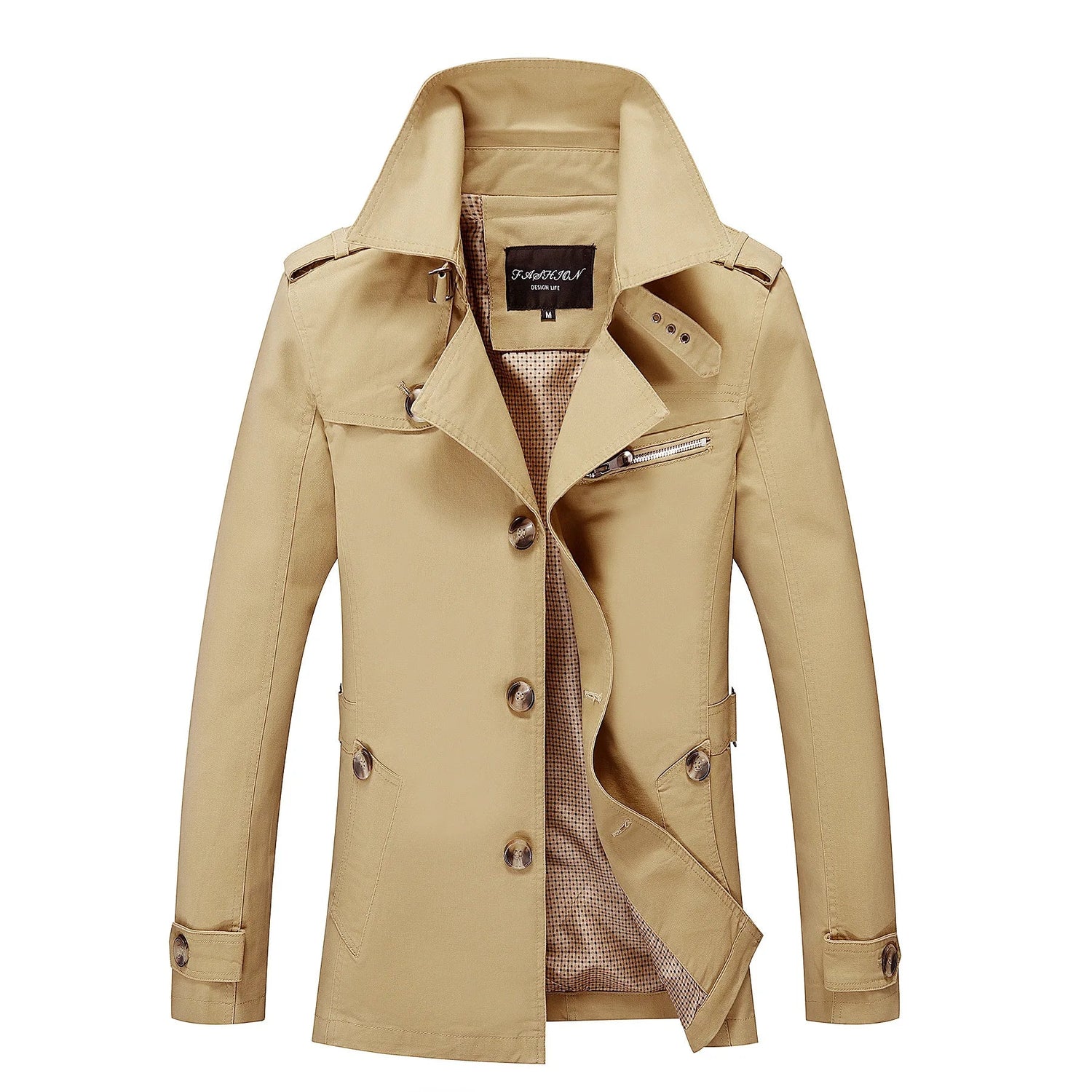 Moteriktig lang trenchcoat for menn