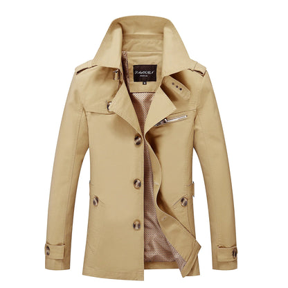 Moteriktig lang trenchcoat for menn