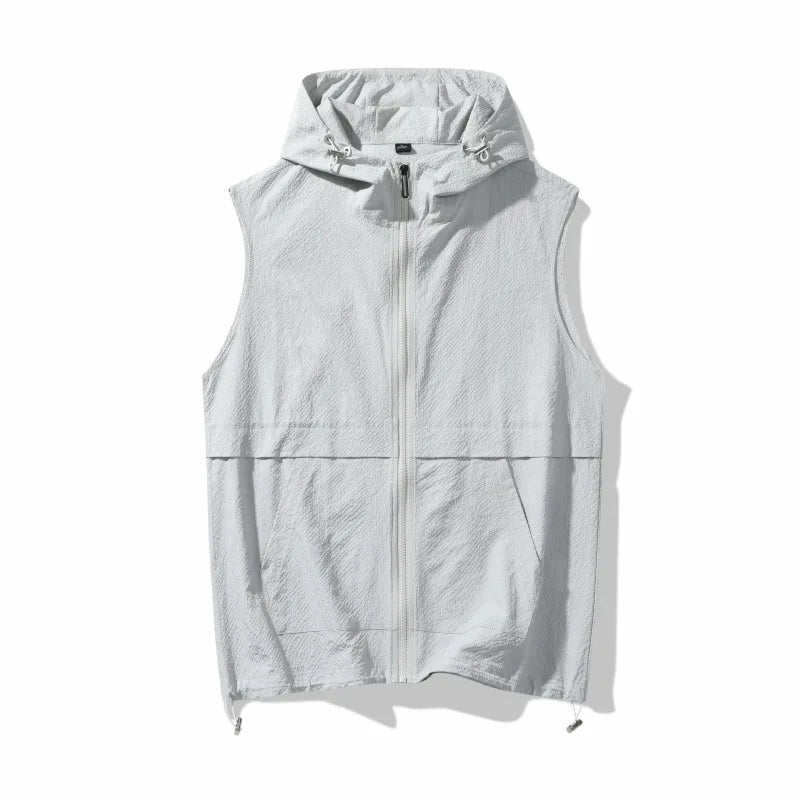 Ermeløs Vest med Hette til Herre – Casual Utility Vest for Fritid og Outdoor