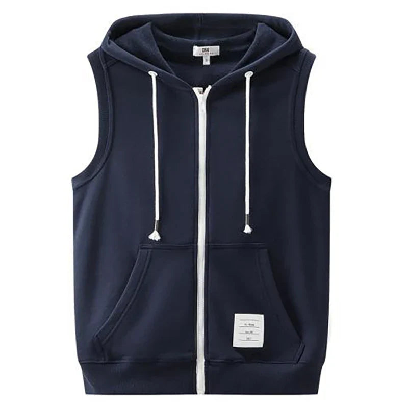 Ermeløs Hoodie til Herre med Glidelås – Oversized Streetwear Vest