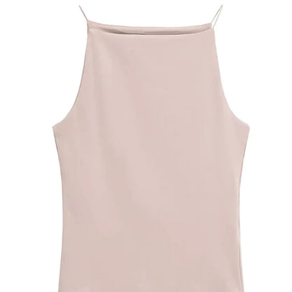 Halter Tank Top til Dame – Enkel Camitopp med Tynne Stropper