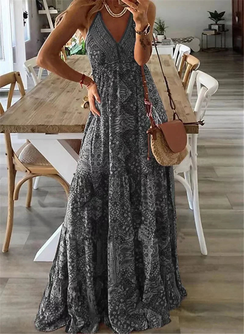 Maxikjole med boho-mønster