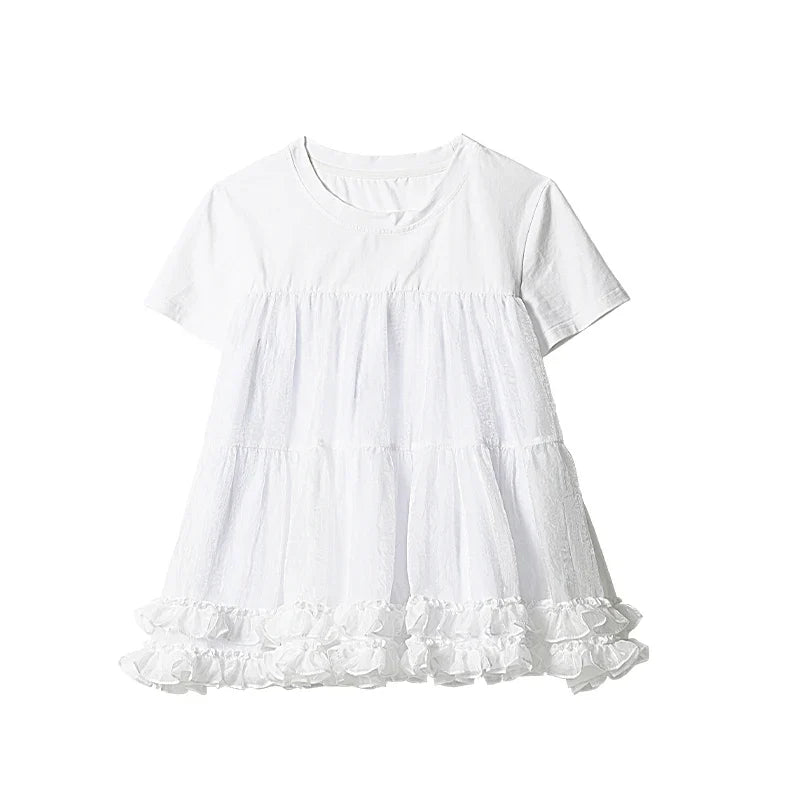 Hvit Meshdetalj T-skjorte til Dame – Original Design Sommertopp