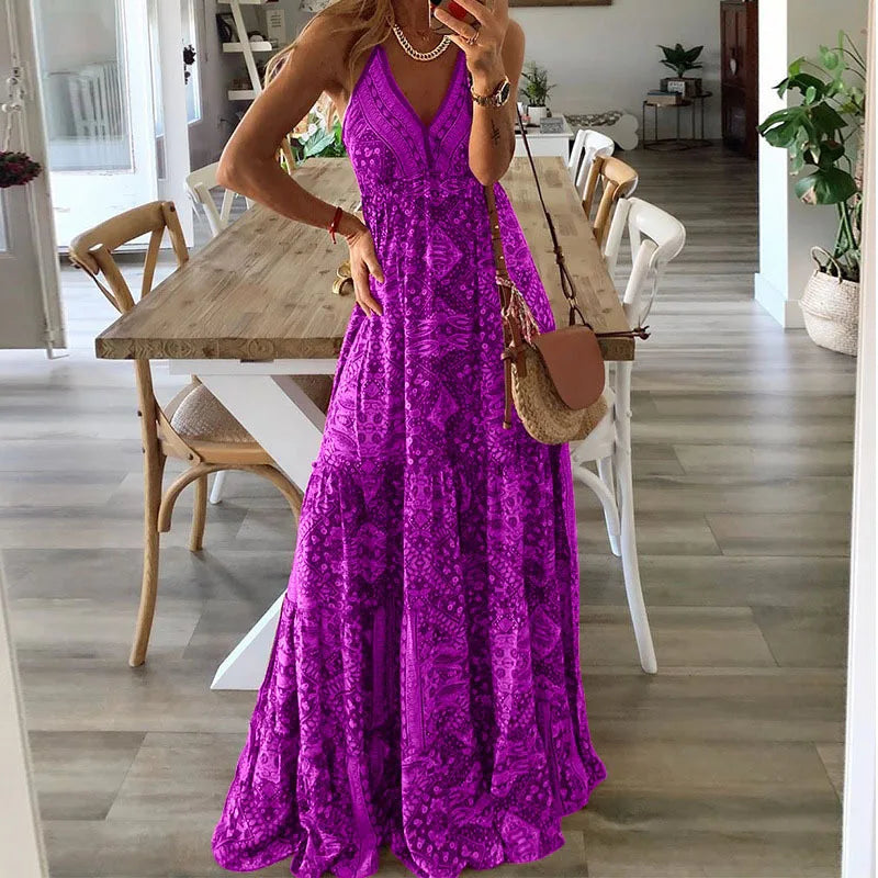 Maxikjole med boho-mønster
