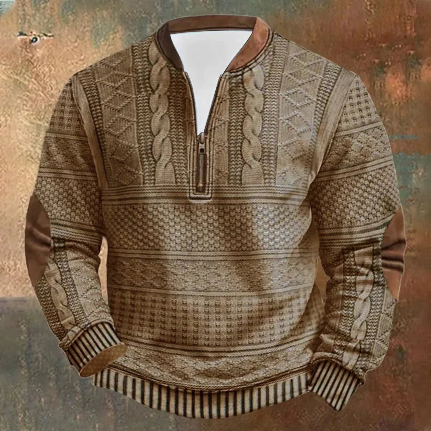 Trendy Oversized Genser for Menn – Langermet Pullover med Høy Krage | Varm og Stilren Vintergenser uten Hette