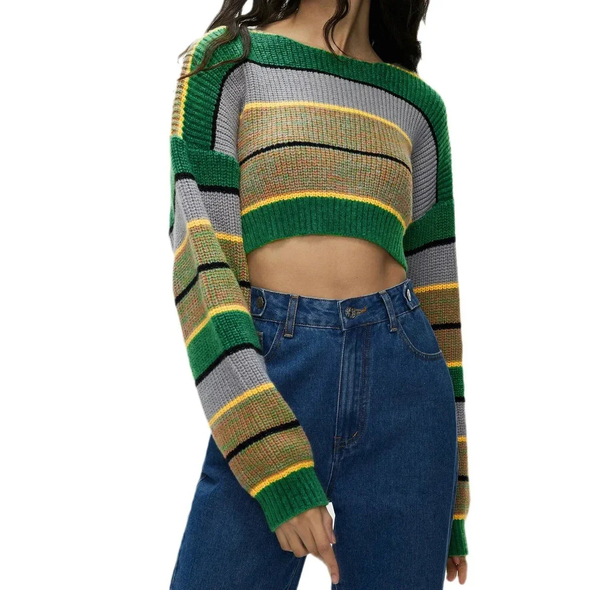 Y2K Strikkegenser for Dame – Stripete &amp; Tykk Pullover | Trendy E-girl Høst/Vinter 2025