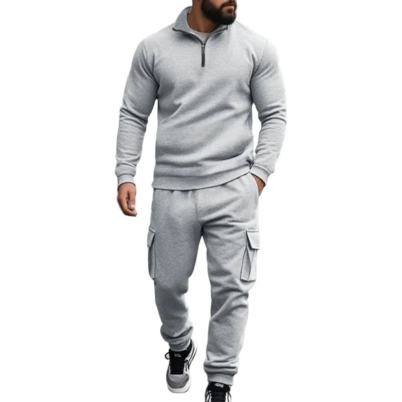 Herre Joggedress – Semi-zip Genser &amp; Fleecebukse | Slim Fit &amp; Komfortabel Vinterstil