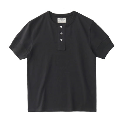 Retro Henley T-skjorte til Herre – Vasket Bomull med Amerikansk Vintage Stil