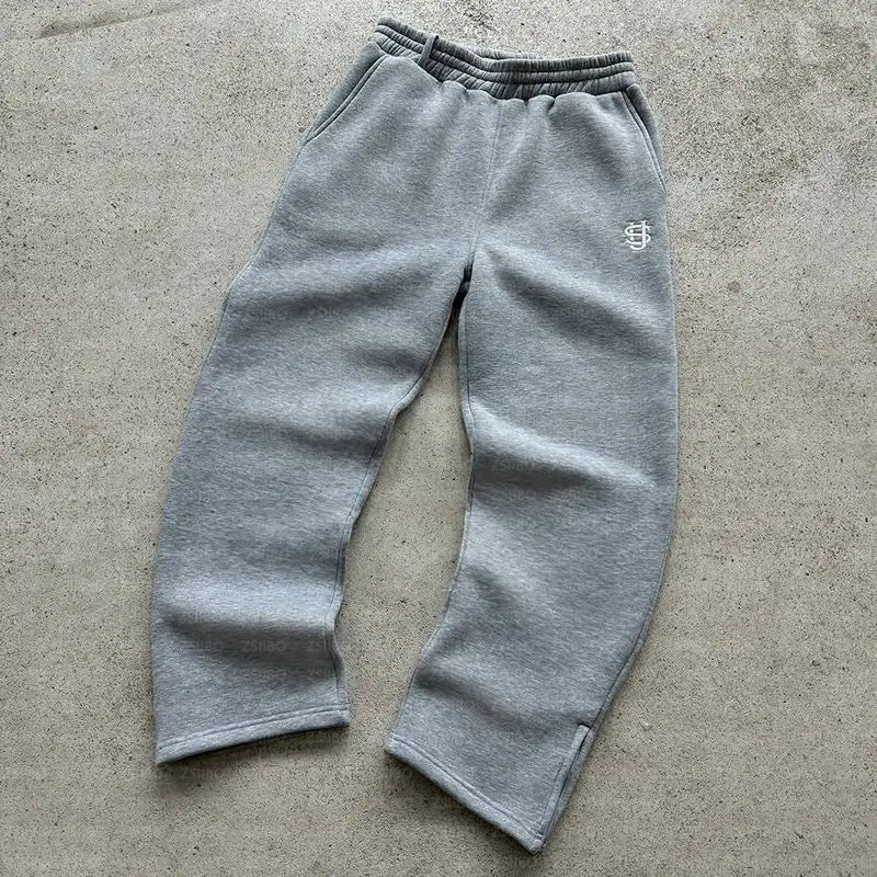 Trendy Joggebukser for Menn og Kvinner – Løse Wide Leg Sweatpants med Brodert Logo og Lommer | Streetwear &amp; Komfort i Ett