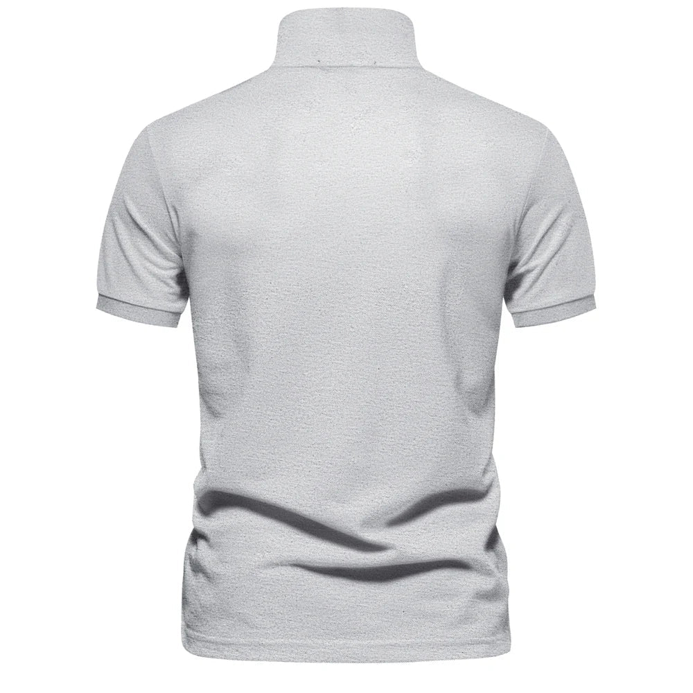 Klassisk Pique Polo for Herre – Kortermet i Bomull, Ensfarget og Perfekt til Sommeren