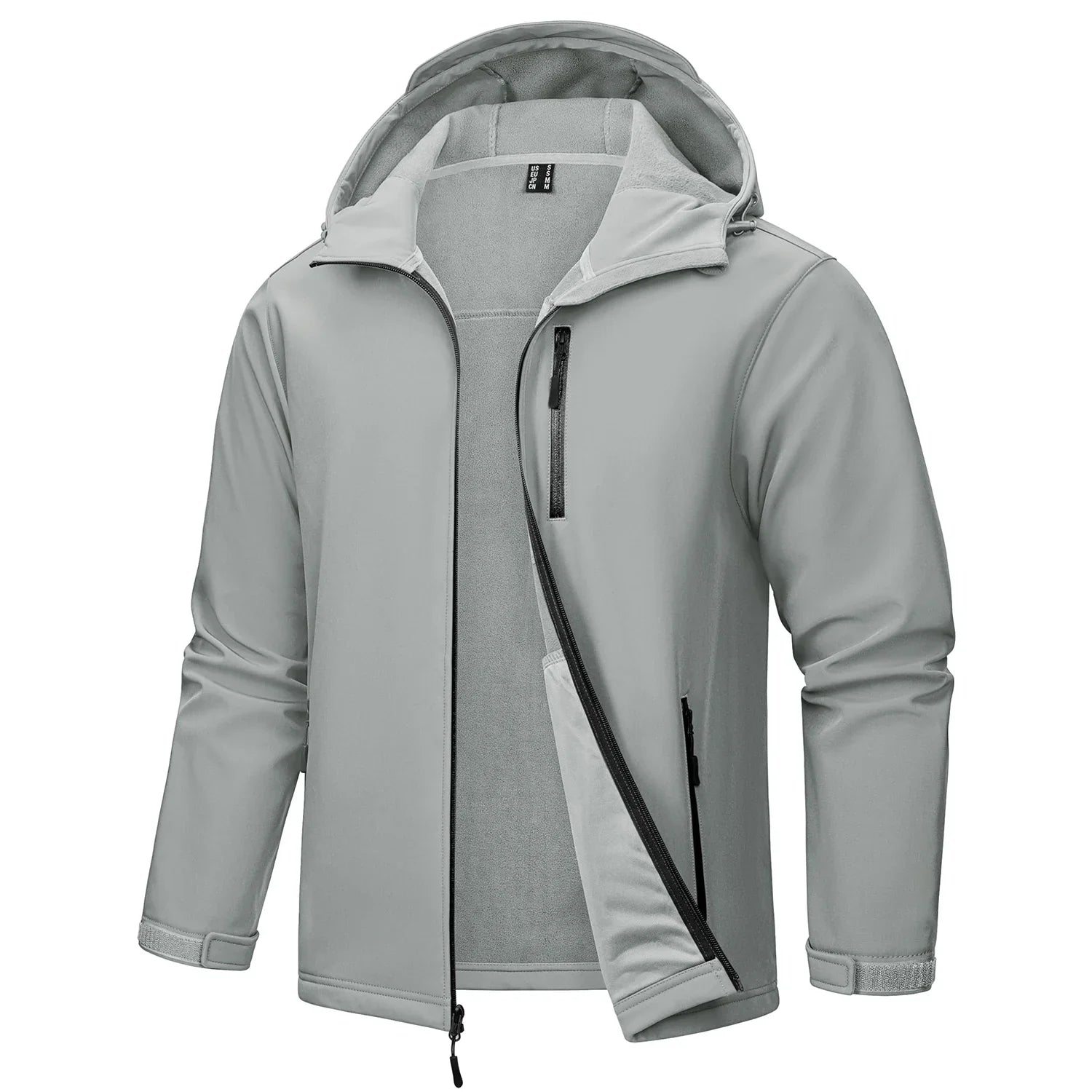 Softshell Jakke med Hette – Vanntett &amp; Vindtett | Herrejakke med Fleecefôr til Friluft &amp; Arbeid