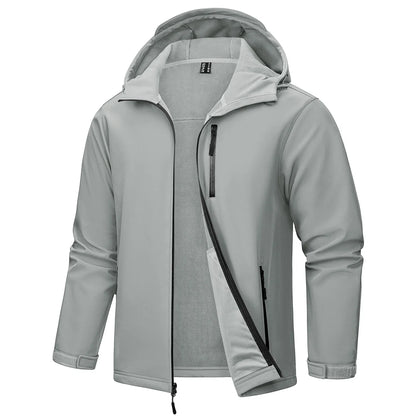 Softshell Jakke med Hette – Vanntett &amp; Vindtett | Herrejakke med Fleecefôr til Friluft &amp; Arbeid