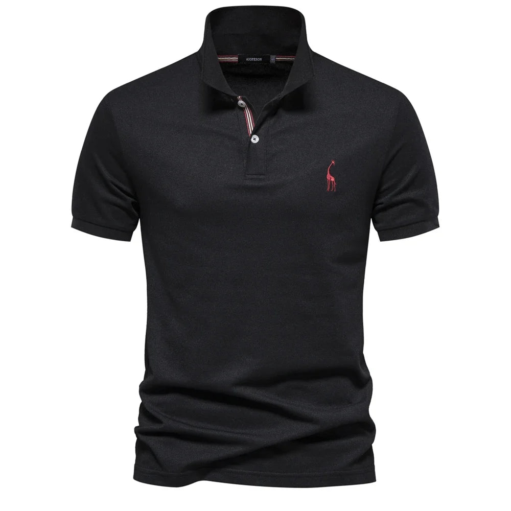 Klassisk Pique Polo for Herre – Kortermet i Bomull, Ensfarget og Perfekt til Sommeren