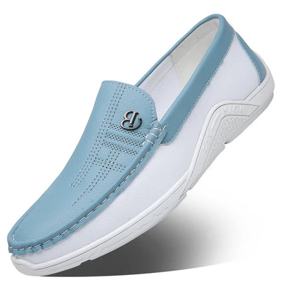 Herresko i Ekte Skinn – Klassiske Slip-on Loafers til Business og Hverdag – hvit