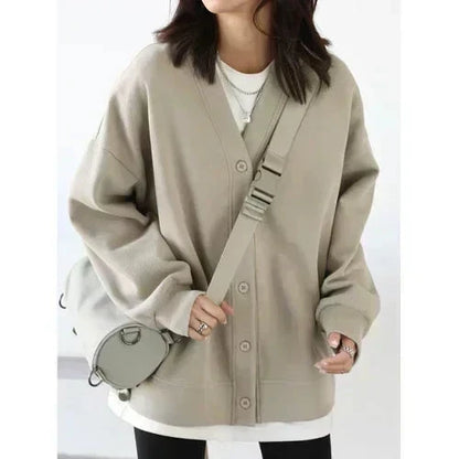 Koreansk V-halset Sweatshirt for Kvinner – Løs, Myk og Varm Genser til Høst og Vinter | Casual &amp; Elegant