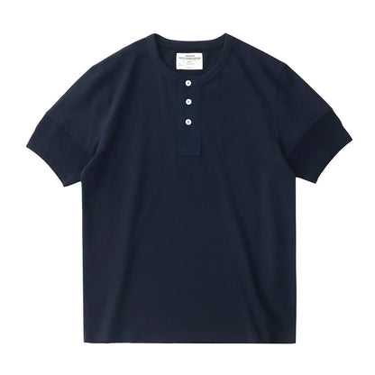 Retro Henley T-skjorte til Herre – Vasket Bomull med Amerikansk Vintage Stil