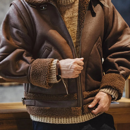 Vintage B3 Bomberjakke til Herre – Fôret Skinnjakke med Fleece