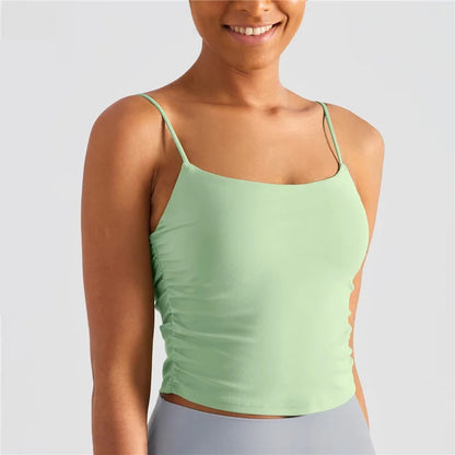 Treningstopp for dame – Sexy yoga-vest med folder, push-effekt og integrerte innlegg
