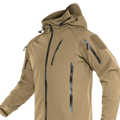 Softshell Jakke med Hette – Vanntett &amp; Vindtett | Varm Fleecefôret Herrejakke til Tur &amp; Hverdag