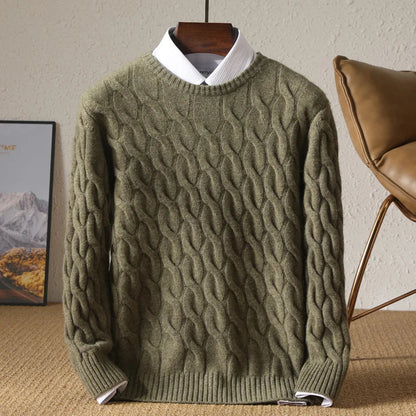 Vintergenser i 100 % Ull for Menn – Myk, Tyk og Løs Passform | Klassisk Rund Hals for Business og Casual Stil
