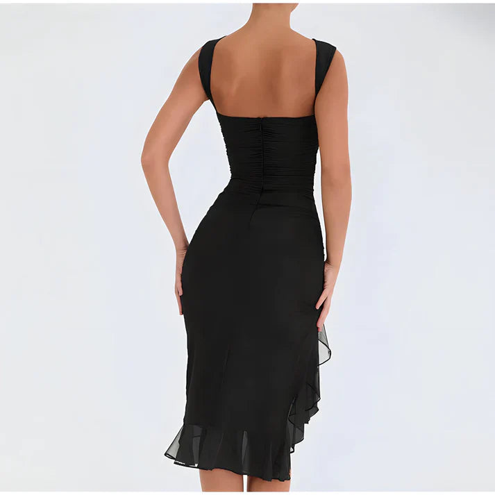 Elegant bodycon-kjole med volanger