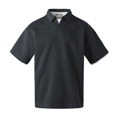 Polo T-skjorte til Herre – Retro Kortermet Topp med Lag-på-Lag Effekt