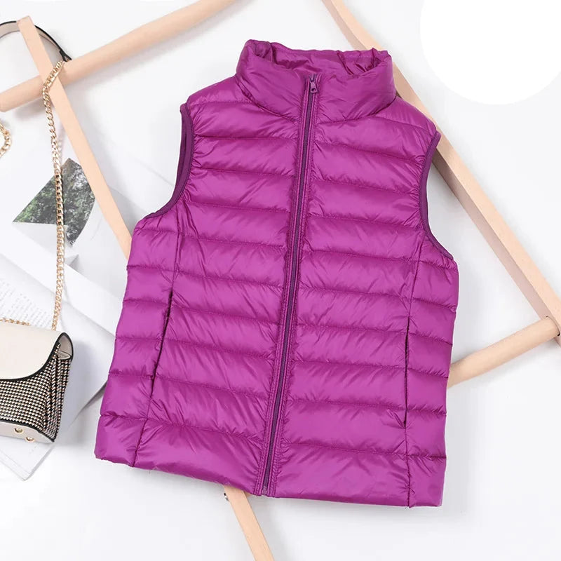 Dame Dunvest – Ultralett &amp; Varm i Hvit Andedun | Puffer Vest Høst/Vinter 2025 (opptil 8XL)