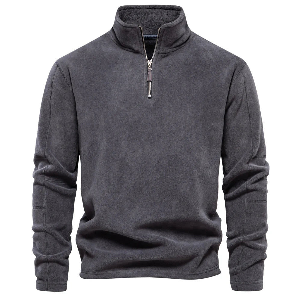 Tykk og varm herre-fleece – halv glidelås, softshell-look til tur og hverdag