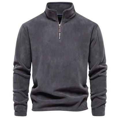 Tykk og varm herre-fleece – halv glidelås, softshell-look til tur og hverdag
