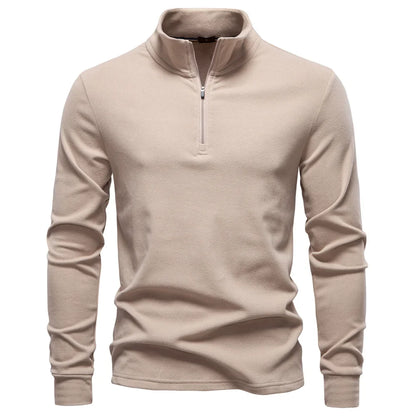 Herre Softshell Genser med Glidelås – Ensfarget Varm og Pustende Pullover | Komfortabel Streetwear Jakke til Høst og Vinter
