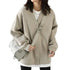 Koreansk V-halset Sweatshirt for Kvinner – Løs, Myk og Varm Genser til Høst og Vinter | Casual & Elegant – Milk te-farge