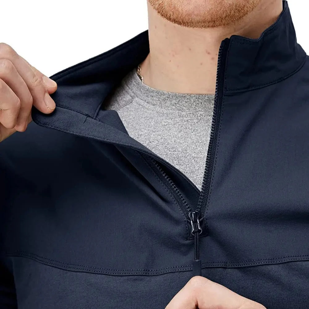 Herre – Langermet 1/4-zip tur- og treningsgenser med glidelåslommer