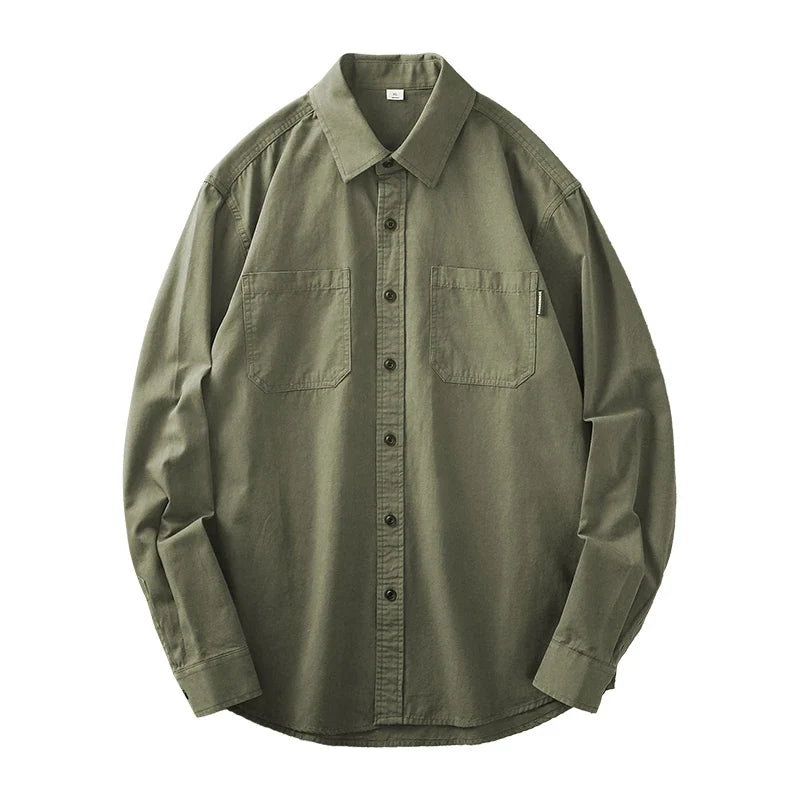 Bomullsskjorte til Herre – Vintage Langermet Workwear Stil